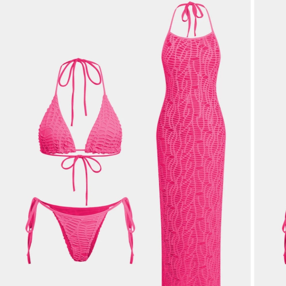 Never Worn 3 Piece Bikini Set - Hot Pink